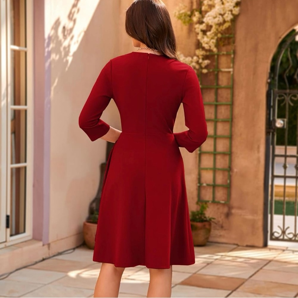 Women’s Cocktail V Neck Dress - Picture 3 of 5